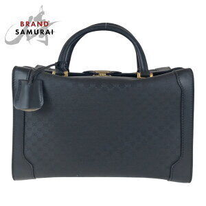 GUCCI Black GG Canvas Leather Handbag Doctors Bag